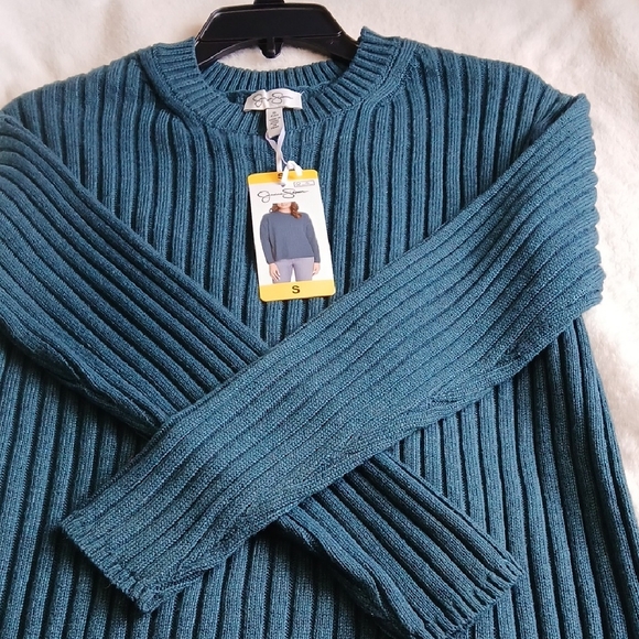 Jessica Simpson Teal Ribbed Crewneck Sweater - Picture 4 of 6
